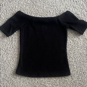 H&M Black Off-the-Shoulder Ribbed Top
